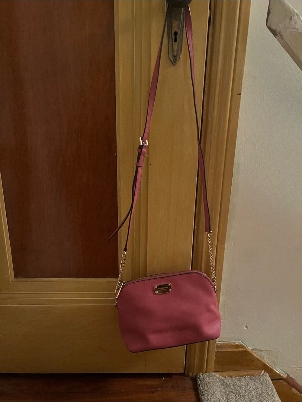 Michael Kors Rose Pink Crossbody Bag with Gold Chain